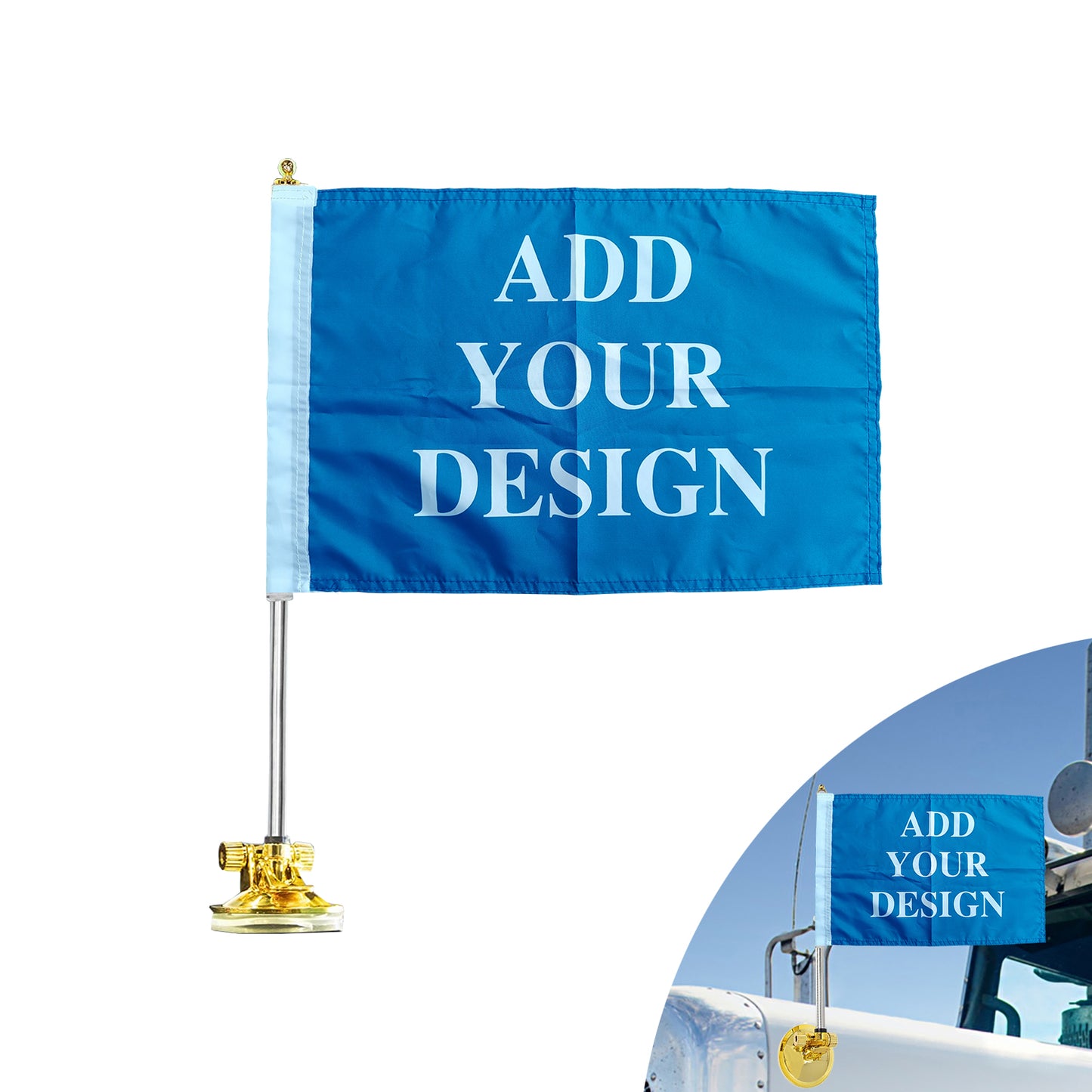 Personalized Car Flag with Air Suction Custom Suction Cup Style Flag Mount for Car, SUV, Truck, Boat and Vehicle