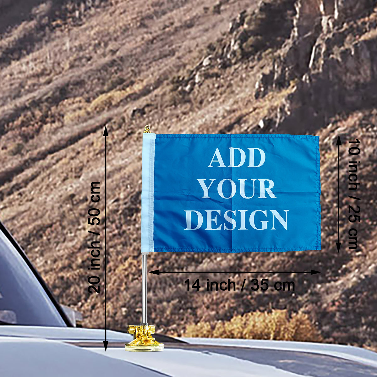 Personalized Car Flag with Air Suction Custom Suction Cup Style Flag Mount for Car, SUV, Truck, Boat and Vehicle
