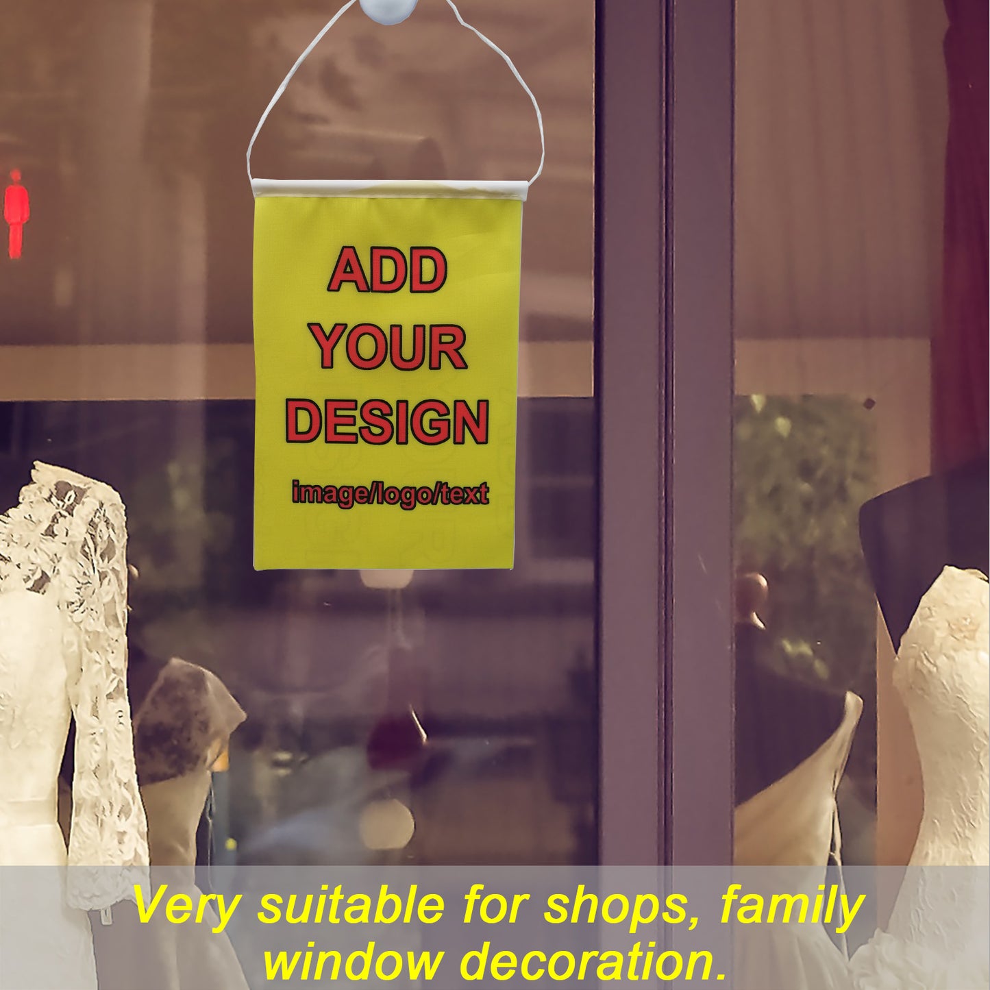 Personalized Vertical Flag with Suction Cup Custom Store Banner Wall Hanging Signs