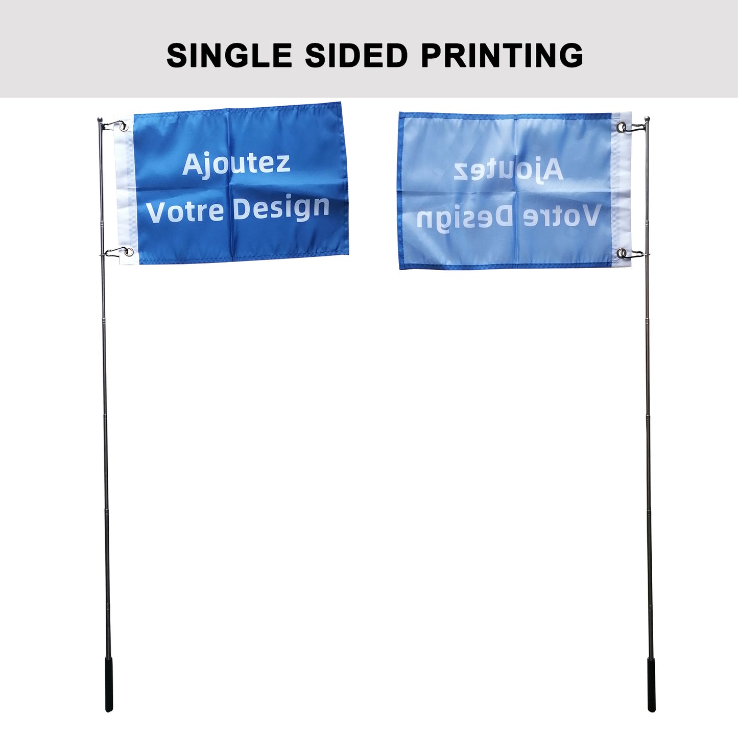 Custom Flag Personalized Flags with Handheld Flagpole Telescopic Stainless Steel Pole with Snap Clips
