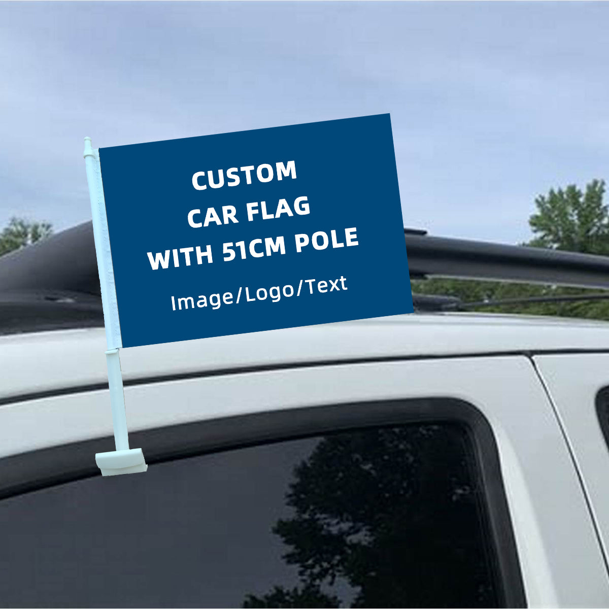 Bagetu Personalized Auto Flag Custom Car Flag Window Clip with 51cm Plastic Pole