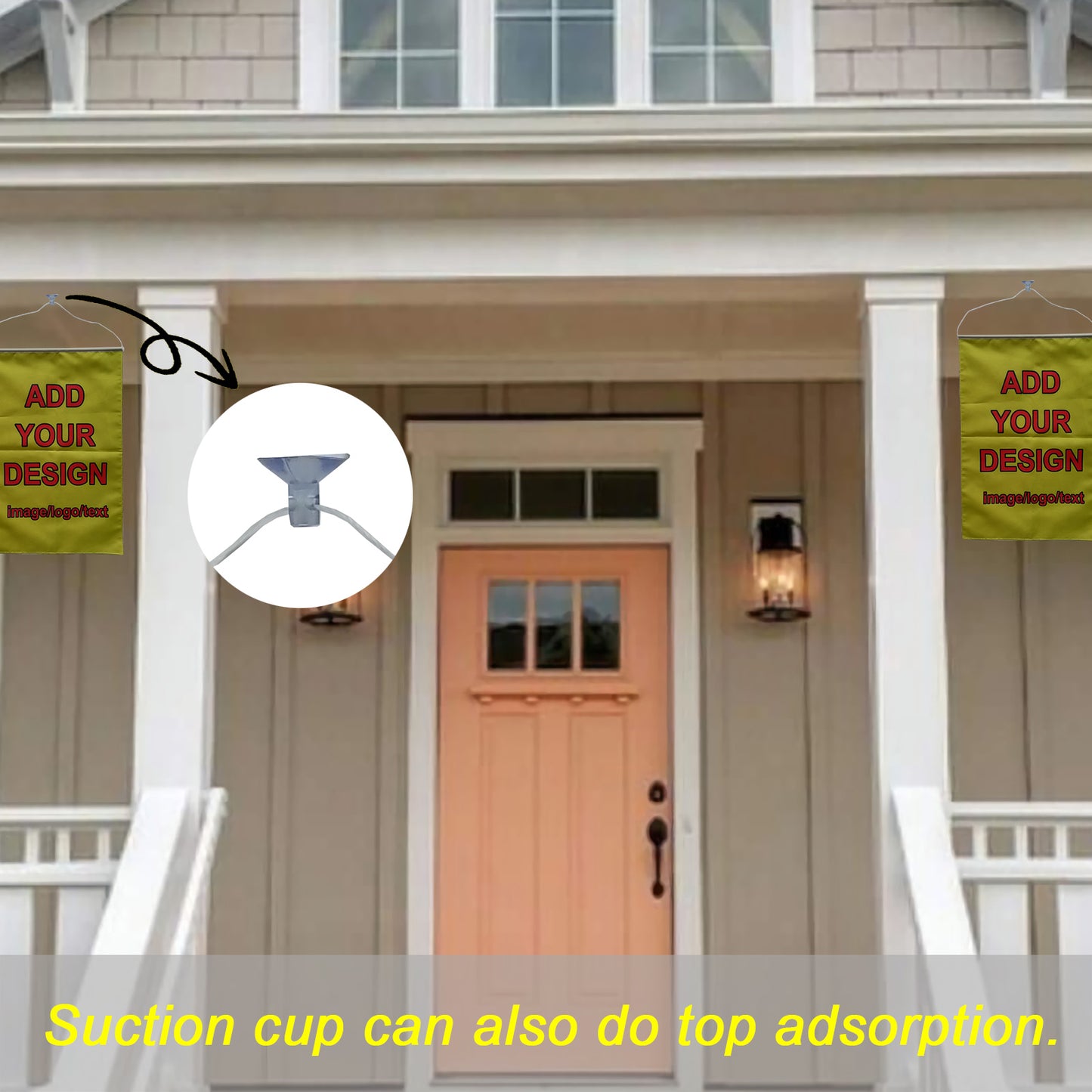 Personalized Vertical Flag with Suction Cup Custom Store Banner Wall Hanging Signs