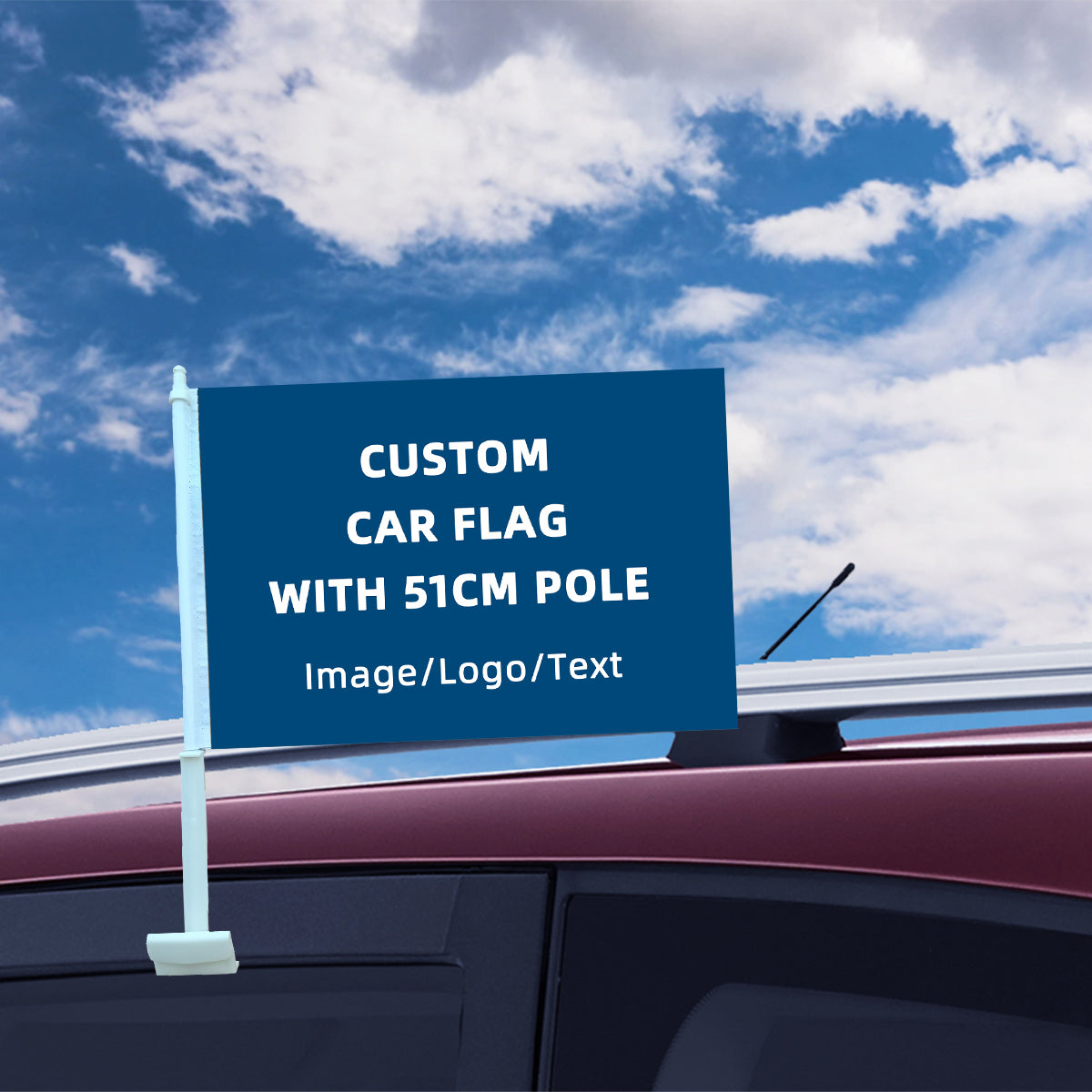 Bagetu Personalized Auto Flag Custom Car Flag Window Clip with 51cm Plastic Pole