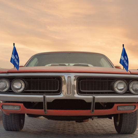 Personalized Car Flag with Magnetic Base and Flexible FlagPole for Car Hood