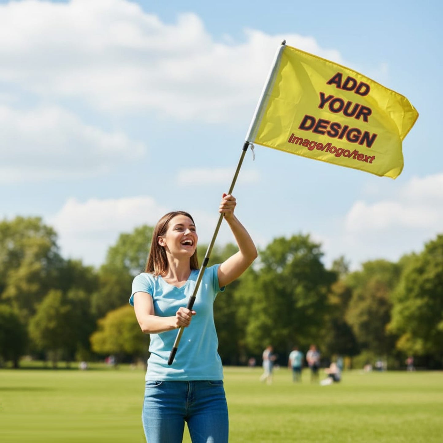 Custom Flag Personalized Hand Held Flag Banner with Metal Pole Flagpole Telescopic Extendable for Gathering Parade Party