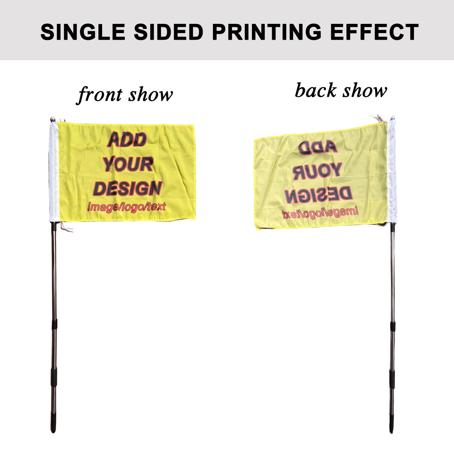 Custom Flag Personalized Hand Held Flag Banner with Metal Pole Flagpole Telescopic Extendable for Gathering Parade Party