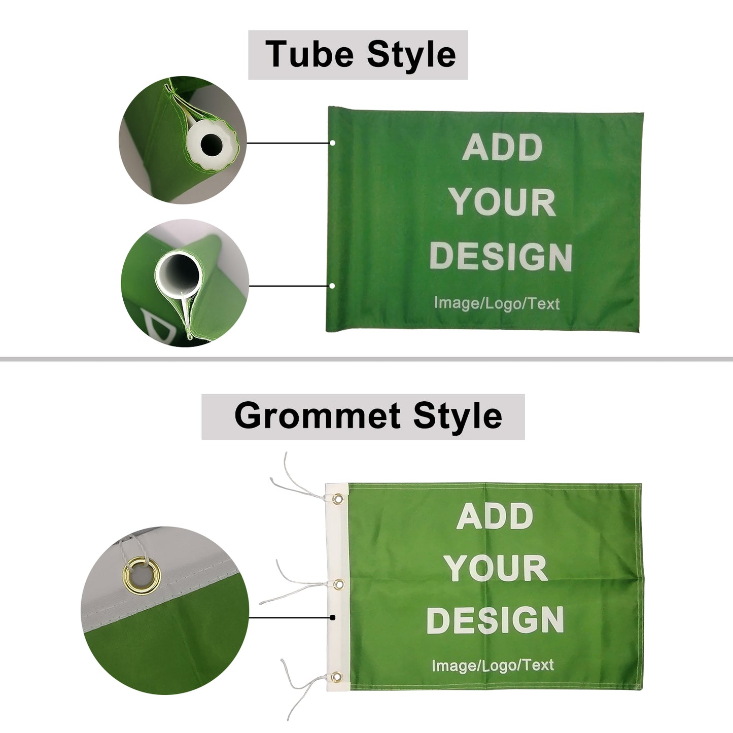 Benutzerdefinierte Golfflagge Personalisierte Flagge für Golf-Pin mit Kunststoffrohr oder Messingösen 