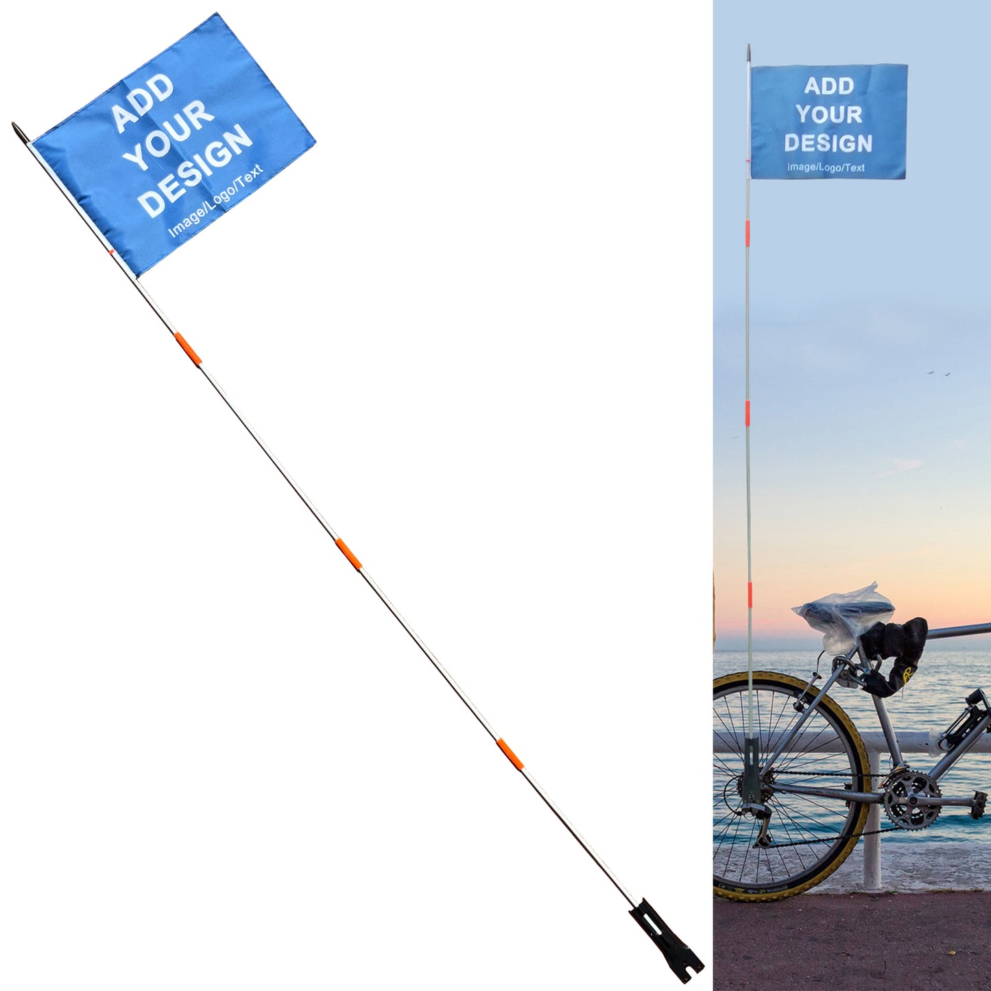 Custom Bicycle Flags with Pole Custom Bike Safety Flag Replacement Pennant Strip for Outdoor Cycling Riding
