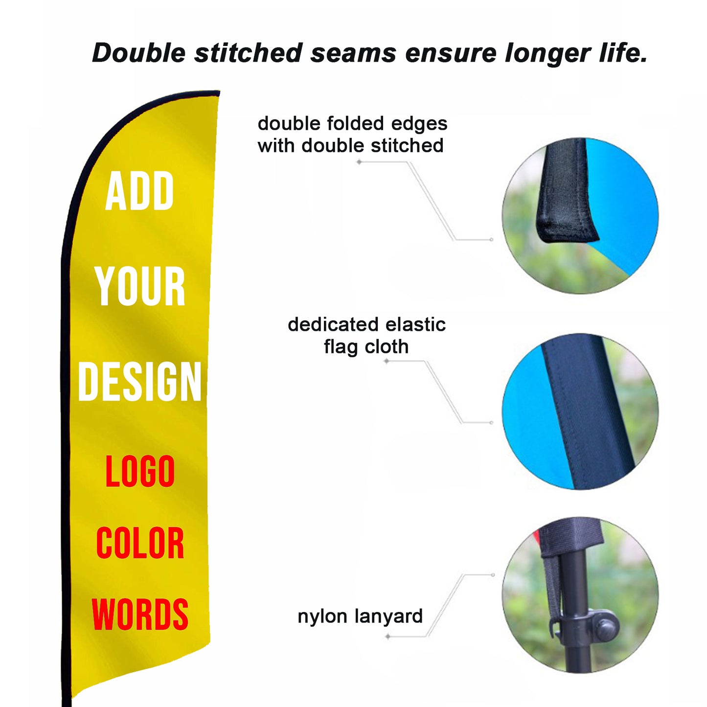 Personalized Feather Flag Pole Kit Custom Teardrop Banner Store Business Sign