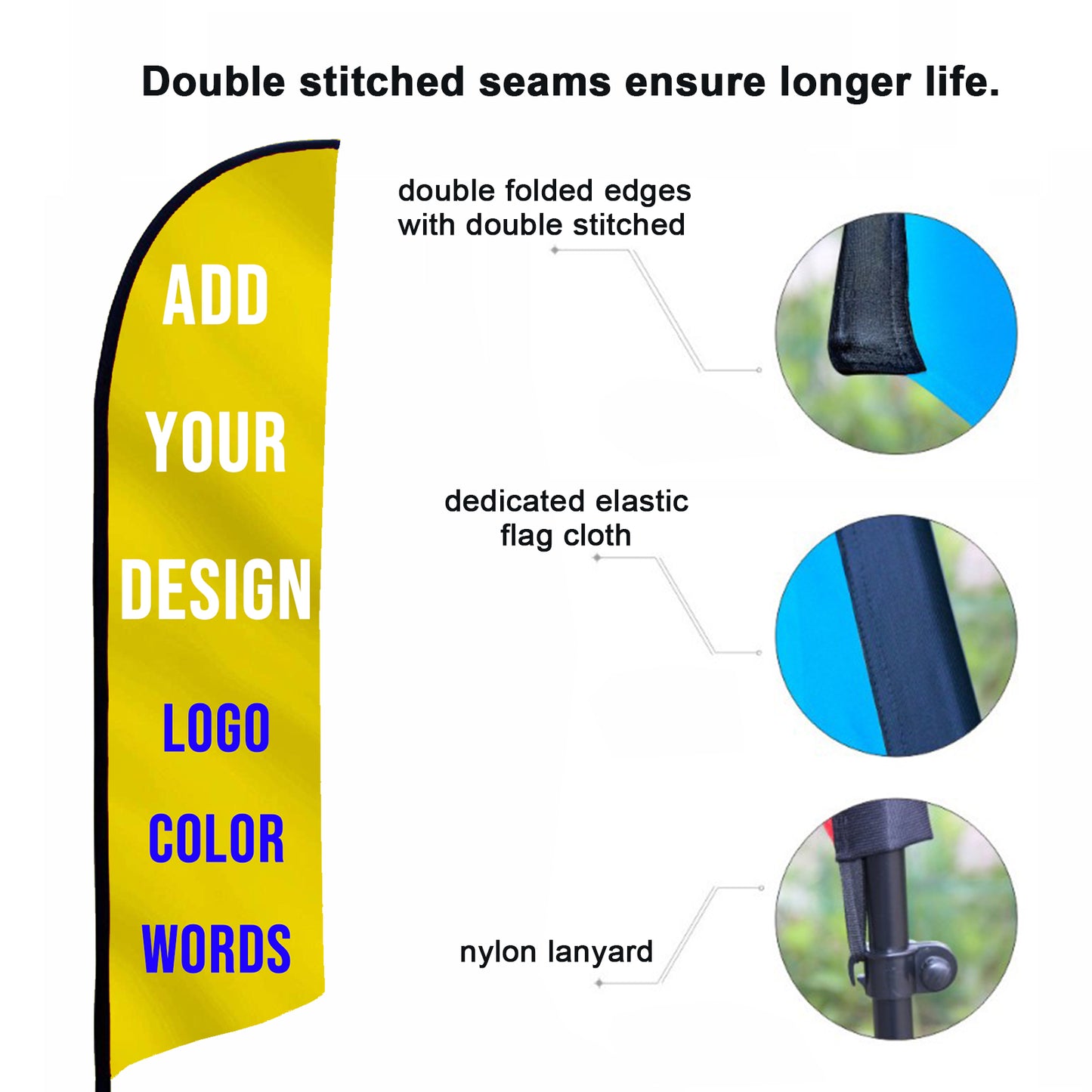 Personalized Feather Flag Pole Kit Custom Made Store Banner Business Sign