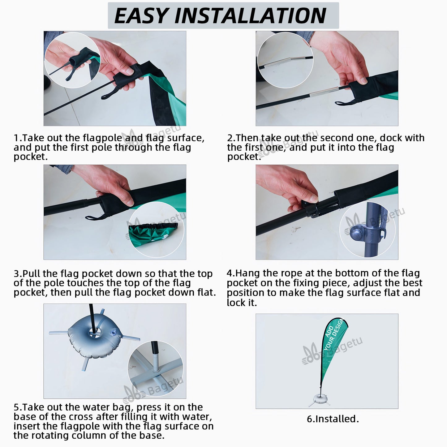 Personalized Feather Flag Pole Kit Custom Teardrop Banner Store Business Sign