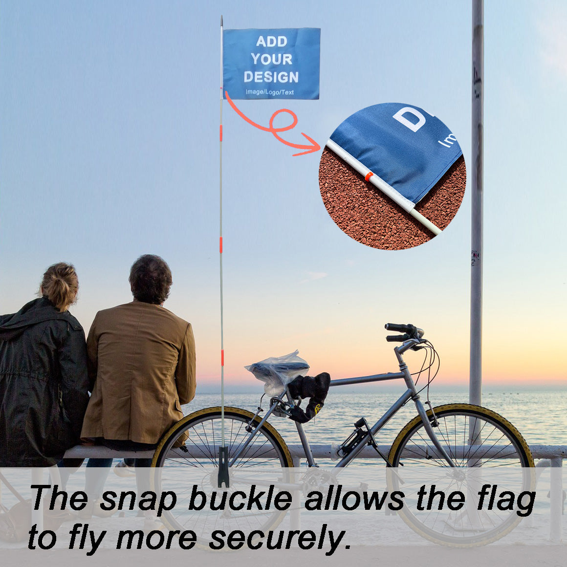 Custom Bicycle Flags with Pole Custom Bike Safety Flag Replacement Pennant Strip for Outdoor Cycling Riding