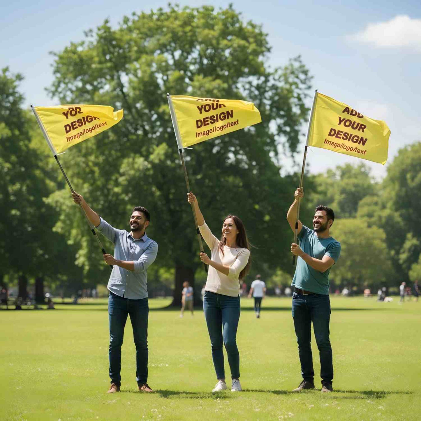 Custom Flag Personalized Hand Held Flag Banner with Metal Pole Flagpole Telescopic Extendable for Gathering Parade Party