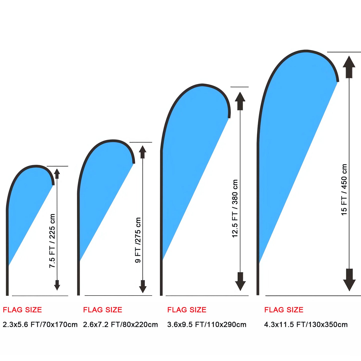 Feather Beach Flagpole Teardrop Accessories Flag Pole Flagpole Set- with Pole Set, Cross Base, Ground Spike